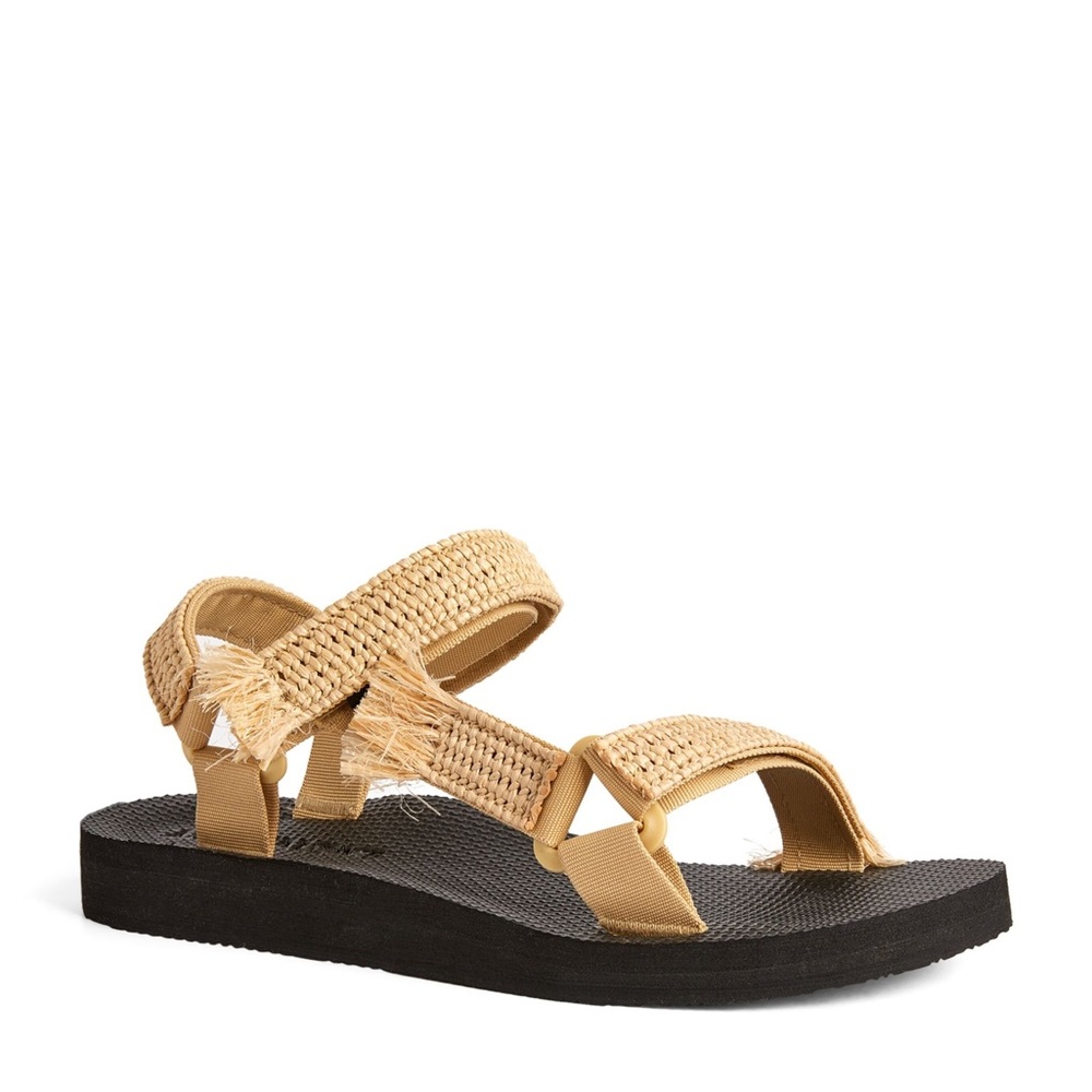 ARIZONA LOVE Trekky raffia-trimmed canvas platform sandals 7, 9